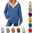thumbnail image 1 of Lumtrix Women'S Sherpa Lined Full Zip Hoodie Warm Fleece Hooded Sweatshirt Casual Trendy Winter Thick Coat With Pocket Blue L, 1 of 9