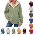 thumbnail image 1 of Lumtrix Women'S Sherpa Lined Full Zip Hoodie Warm Fleece Hooded Sweatshirt Casual Trendy Winter Thick Coat With Pocket Green M, 1 of 9