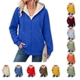 thumbnail image 1 of Lumtrix Women'S Sherpa Lined Full Zip Hoodie Warm Fleece Hooded Sweatshirt Casual Trendy Winter Thick Coat With Pocket Royal Blue XL, 1 of 9