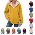 thumbnail image 1 of Lumtrix Women'S Sherpa Lined Full Zip Hoodie Warm Fleece Hooded Sweatshirt Casual Trendy Winter Thick Coat With Pocket Yellow L, 1 of 9