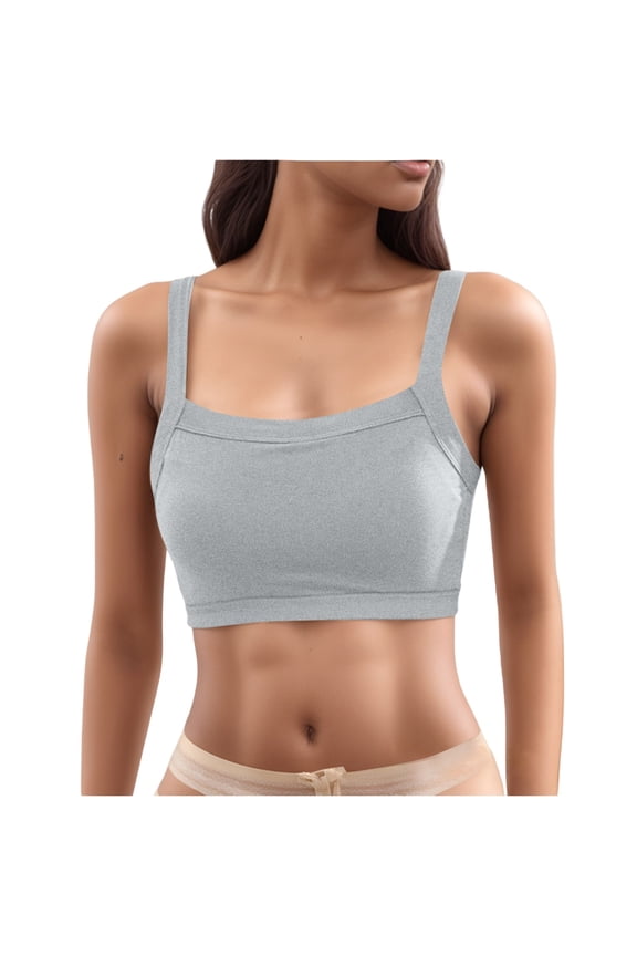 Women'S Stretch Sports Bra Longline Yoga Wireless Comfortable Seamless Sleep Yoga Tank Fitness Bra Workout Camisole Crop Tops Gray S