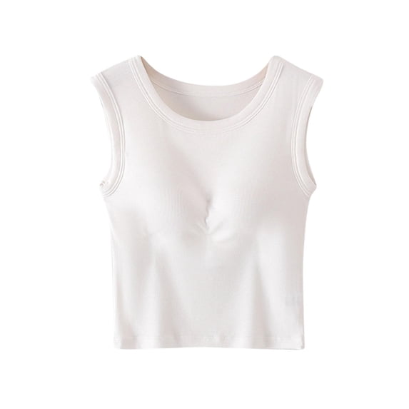 Lumtrix Women'S Tank Tops With Built In Bras Workout Casual Summer Tops Comfy Trendy Everyday Wear And Layering White L