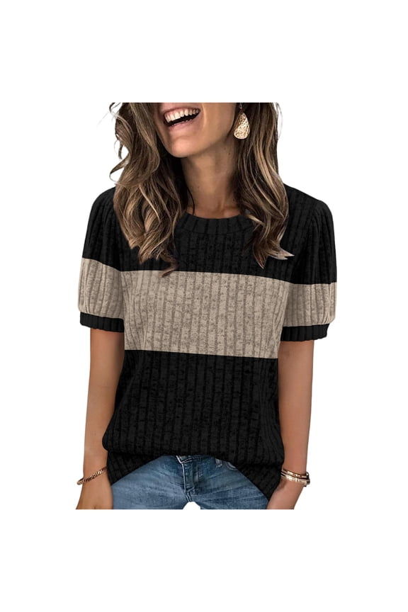 Women Shirts Casual Short Sleeve Tops Loose Fit 2026 Summer Spring Fashion Trendy Tops Light Brown L