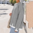 thumbnail image 1 of Lumtrix Women Side Slits Faux Layered Sweatshirts Fall Long Sleeve Tops Crew Neck Drop Shoulder Soft Pullovers Gray XL, 1 of 4