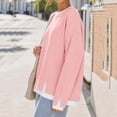 thumbnail image 1 of Lumtrix Women Side Slits Faux Layered Sweatshirts Fall Long Sleeve Tops Crew Neck Drop Shoulder Soft Pullovers Pink 2XL, 1 of 4