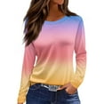 thumbnail image 1 of Lumtrix Women Side Split Sweatshirt Fall Crewneck Long Sleeve Shirts Casual Print Pullover Tops Fashion Loose Tunic Purple Pink 2XL, 1 of 5