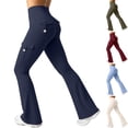 thumbnail image 1 of Lumtrix Women Workout Flare Leggings with Pockets Yoga Pants High Waisted Tummy Control Cargo Leggings Wine M, 1 of 6