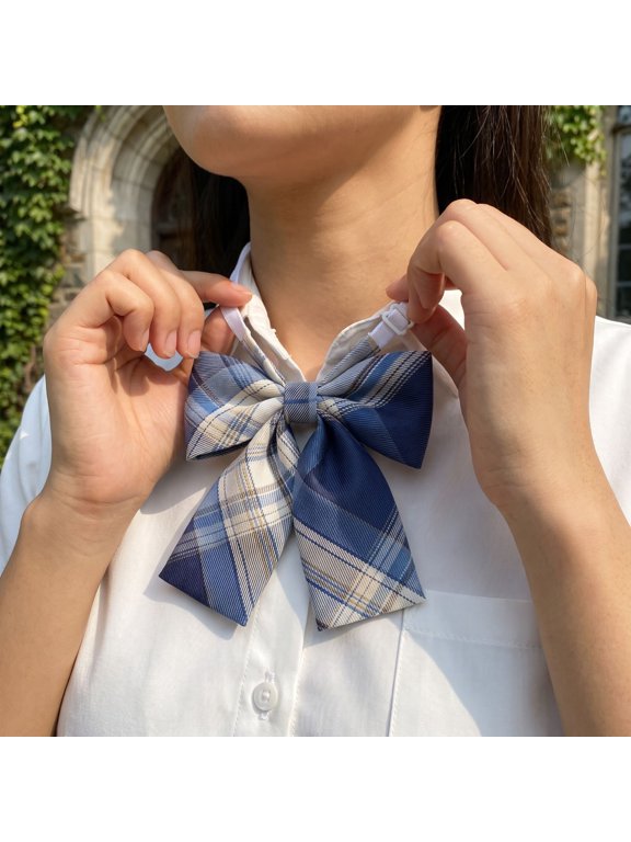 Women and Girls Classic Plaid Bow Tie Adjustable Pre-Tied Bowtie Cute Ties for Shirt, Dress L One Size