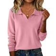 thumbnail image 1 of Lumtrix Women's 2026 V Neck Sweater Long Sleeve Fashion Knitted Pullover Fall Sweaters Tops Loose Collared Shirt Pink 2XL, 1 of 5