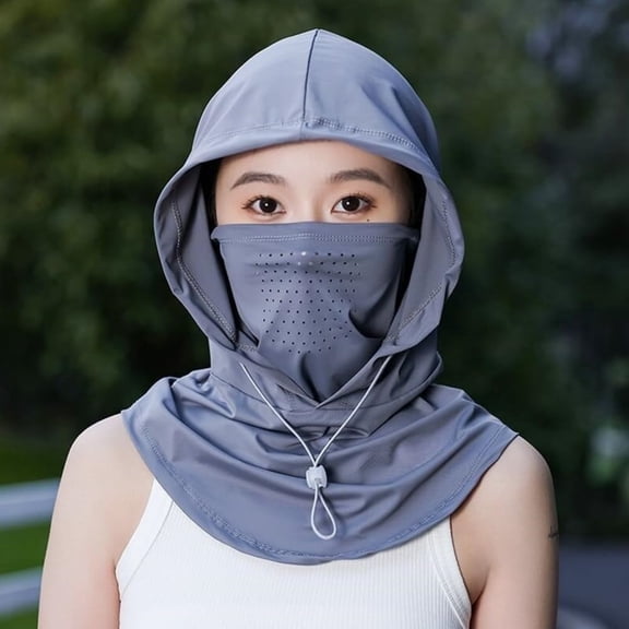 Lumtrix Women's Balaclava with Sun Protection Wide Brim Hat for Outdoor Activities,Cycling,Travel Dark Gray one size