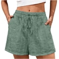 thumbnail image 1 of Lumtrix Women's Boho Eyelet Short Summer Vacation Wide Leg Drawstring Elastic waist Shorts with Pockets Green L, 1 of 7
