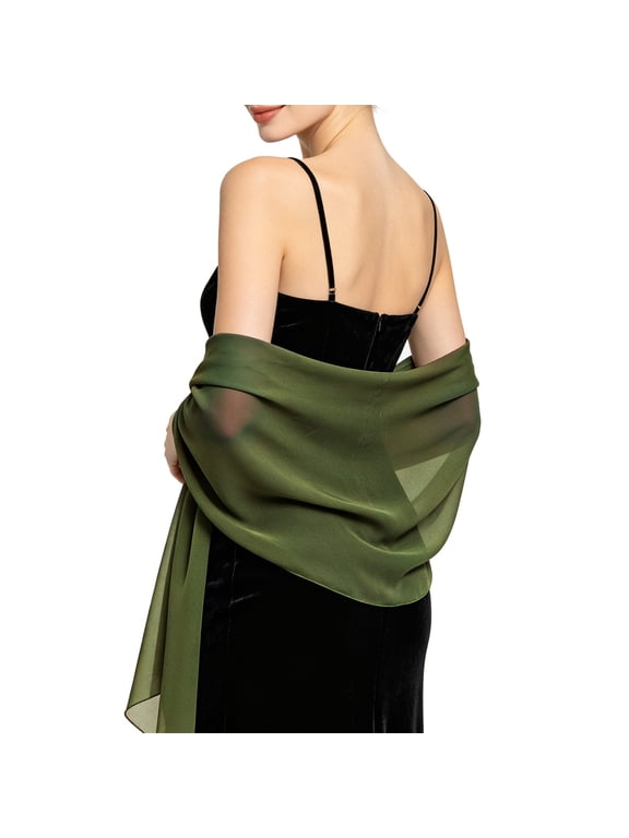 Women’s Chiffon Shawl Wrap Elegant Soft Sheer Scarf for Evening Dresses Wedding Bridal and Formal Occasions I One Size