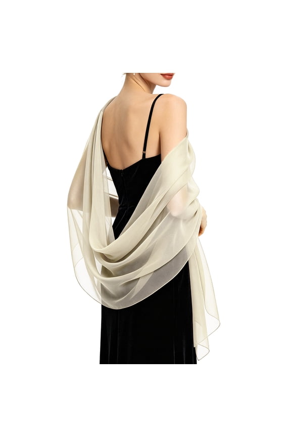 Women’s Chiffon Shawl Wrap Elegant Soft Sheer Scarf for Evening Dresses Wedding Bridal and Formal Occasions P One Size