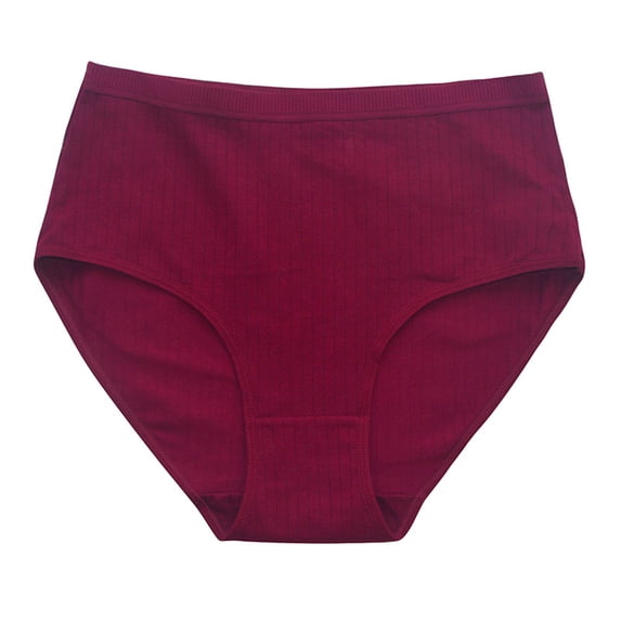 Lumtrix Women's High Waist Underwear Breathable Cotton Panties Comfort Full Coverage Stretch Briefs Wine M