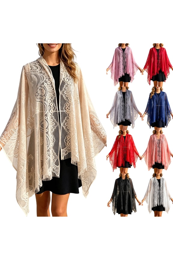 Women's Lace Shawls and Wraps for Evening Dresses Wedding Shawl Scarf Sheer Floral Beach Cover Up Pink One Size