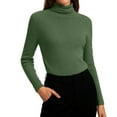 thumbnail image 1 of Lumtrix Women's Long Sleeve Turtleneck Shirts Casual Ribbed Basic Tee Slim Soft Tops 2026 Fall Going Out Clothes Casual Pullover Dark Green M, 1 of 3