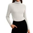 thumbnail image 1 of Lumtrix Women's Long Sleeve Turtleneck Shirts Casual Ribbed Basic Tee Slim Soft Tops 2026 Fall Going Out Clothes Casual Pullover White XL, 1 of 3