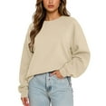 thumbnail image 1 of Lumtrix Women's Oversized Sweatshirt Long Sleeve Crewneck Cotton Fall Workout Pullover Tops Loose Fit Hoodie Y2K Clothes Beige S, 1 of 5