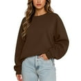 thumbnail image 1 of Lumtrix Women's Oversized Sweatshirt Long Sleeve Crewneck Cotton Fall Workout Pullover Tops Loose Fit Hoodies Y2K Clothes Brown 2XL, 1 of 6