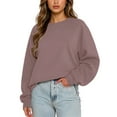 thumbnail image 1 of Lumtrix Women's Oversized Sweatshirt Long Sleeve Crewneck Cotton Fall Workout Pullover Tops Loose Fit Hoodies Y2K Clothes Light Brown 2XL, 1 of 7