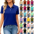 thumbnail image 1 of Lumtrix Women's Polo Shirts Short Sleeve Button Down Collared Shirts Business Casual Work Tops Athletic Tennis Golf Shirt Summer Side Slit Uniform Light Purple M, 1 of 6