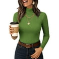 thumbnail image 1 of Lumtrix Women's Ribbed Turtleneck Tops Long Sleeve Stretch Shirts Knitted Fitted Lightweight Base Layer Spring Winter Sweaters Green M, 1 of 5
