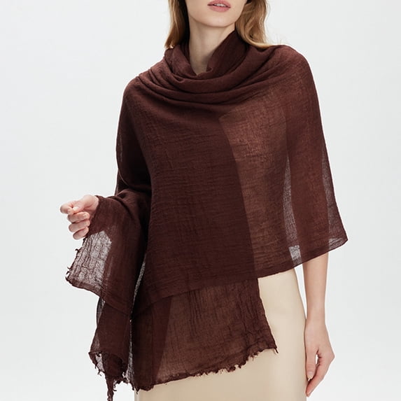 Lumtrix Women's Shawls and Wraps for Evening Dress Wedding Soft Spring Summer Scarf Solid Color Thin Scaves Brown One Size