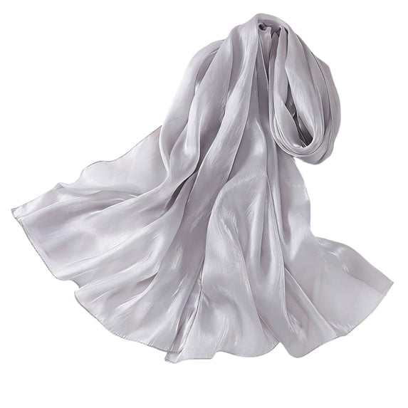Lumtrix Women's Sheer Scarf Solid Color 78" Long Wraps Silky Shawl For Dressy Party Travel Silver One Size