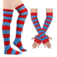thumbnail image 1 of Lumtrix Women's Striped Over Knee Thigh High Socks, Arm Warmer Fingerless Gloves Set for Halloween Christmas K One Size, 1 of 5