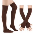 thumbnail image 1 of Lumtrix Women's Striped Over Knee Thigh High Socks, Arm Warmer Fingerless Gloves Set for Halloween Christmas P One Size, 1 of 6