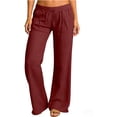thumbnail image 1 of Lumtrix Women's Summer Linen Pants Low Rise Wide Leg Beach Palazzo Pants Casual Drawstring Trousers with Pockets Gray M, 1 of 2