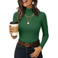 thumbnail image 1 of Lumtrix Women's Turtleneck Sweater 2026 Long Sleeve Shirts Fall Trendy Tops Slim Fitted Ribbed Knit Basic Casual Sweater Soft Winter Pollover Dark Green L, 1 of 1
