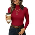 thumbnail image 1 of Lumtrix Women's Turtleneck Sweater 2026 Long Sleeve Shirts Fall Trendy Tops Slim Fitted Ribbed Knit Basic Casual Sweater Soft Winter Pollover Wine L, 1 of 4