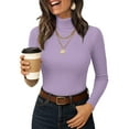 thumbnail image 1 of Lumtrix Women's Turtleneck Sweaters Long Sleeve Ribbed Basic Tees Shirts Slim Fitted Underwear Tops Lightweight Fall Casual Pullover Purple XL, 1 of 5