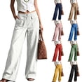 thumbnail image 1 of Lumtrix Women's Wide Leg Linen Pants High Waist Straight Leg Dress Pants 2026 Casual Business Cotton Trousers with Pockets Green L, 1 of 5