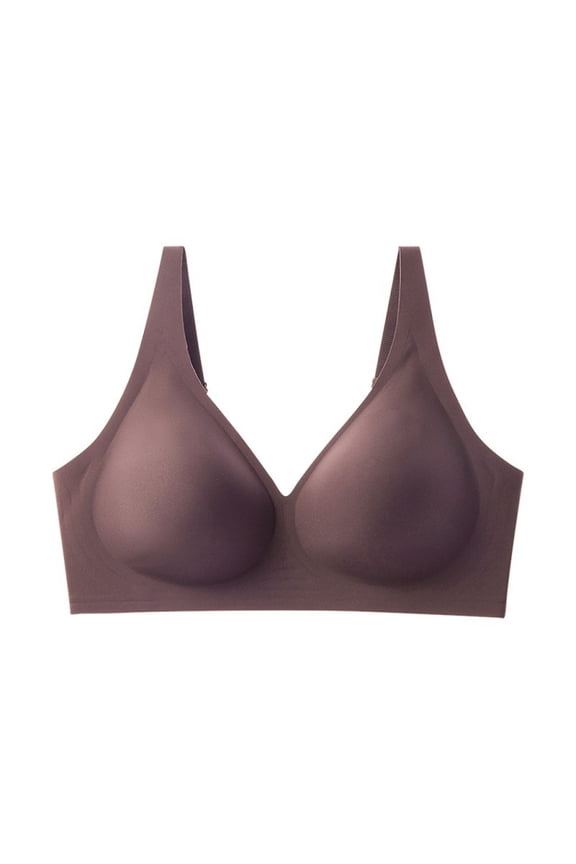 Women’s Wireless Seamless Jelly Bras Full Coverage Comfortable Bralette Invisible Everyday Tshirt Bra Padded Brown 40