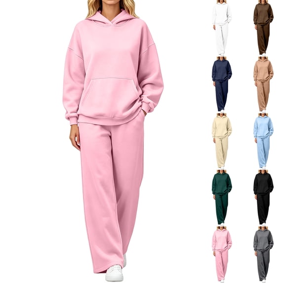 Lumtrix Womens 2 Piece Lounge Sweatsuit Sets Oversize Fall Hoodies & Baggy Jogger Sweatpant Matching Set Earthy Yellow XL
