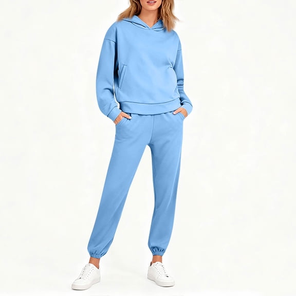 Lumtrix Womens 2 Piece Outfits Oversized Hoodies Jogger Sweatpants Lounge Sweatsuits Y2K Tracksuit Fall Fashion Sets with Pockets Royal Blue 2XL