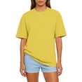 thumbnail image 1 of Lumtrix Womens 2026 Spring Summer Going Out Tops Casual Short Sleeve Crewneck Loose Fit Basic Oversized T Shirts Fluorescence Yellow M, 1 of 4