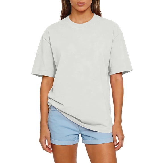 Lumtrix Womens 2026 Spring Summer Going Out Tops Casual Short Sleeve Crewneck Loose Fit Basic Oversized T Shirts Gray M