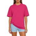 thumbnail image 1 of Lumtrix Womens 2026 Spring Summer Going Out Tops Casual Short Sleeve Crewneck Loose Fit Basic Oversized T Shirts Hot Pink M, 1 of 4