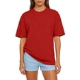 thumbnail image 1 of Lumtrix Womens 2026 Spring Summer Going Out Tops Casual Short Sleeve Crewneck Loose Fit Basic Oversized T Shirts Red L, 1 of 4