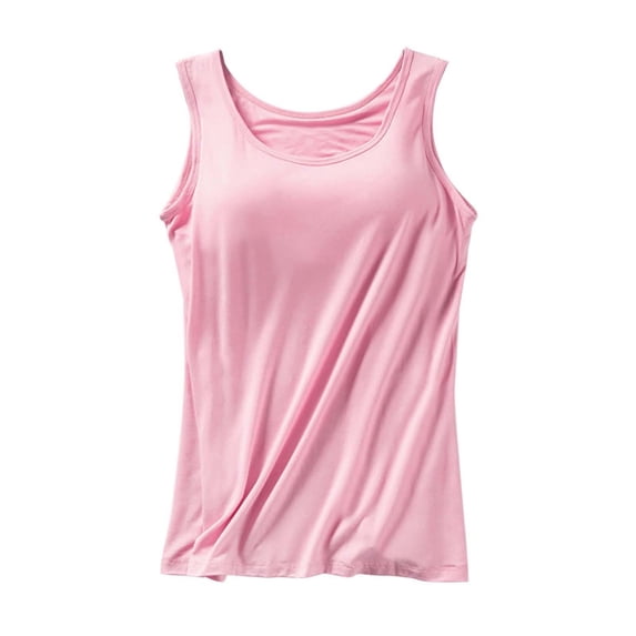 Lumtrix Womens Adjustable Strap Camisole Sleeveless Square Neck With Built-In Padded Tank Tops Basic Shirt Light pink 4XL