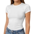 thumbnail image 1 of Lumtrix Womens Basic Short Sleeve Crew Neck T Shirt Slim Fit Tees Summer 2026 Y2K Going Out Fitted Crop Tops Cute Tight Shirts White L, 1 of 7