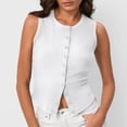 thumbnail image 1 of Lumtrix Womens Button Down Tank Top Going Out Ribbed Sleeveless Shirt Cropped Fitted Vest Y2k Fashion Trendy Summer Clothes White L, 1 of 5