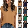 thumbnail image 1 of Lumtrix Womens Cap Sleeve Sweaters Casual Summer Crew Neck Shirts Loose Basic Ribbed Knit Pullover Dark Blue M, 1 of 6