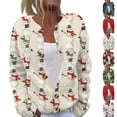 thumbnail image 1 of Lumtrix Womens Christmas Knit Cardigan Sweater Cute Snowman Graphic Long Sleeve Button Up Sweaters Winter Holiday Christmas Party Round Neck Top Dark Green 4XL, 1 of 6