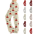 thumbnail image 1 of Lumtrix Womens Christmas Pajama Pants Oversized Funny Snowman Print Soft Drawstring Elastic Waist Pj Pants Khaki S, 1 of 6
