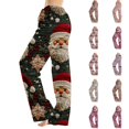 thumbnail image 1 of Lumtrix Womens Christmas Pajama Pants Oversized Trendy Santa Claus Knit Printed Lightweight Drawstring Lounge Pants Wine 3XL, 1 of 6