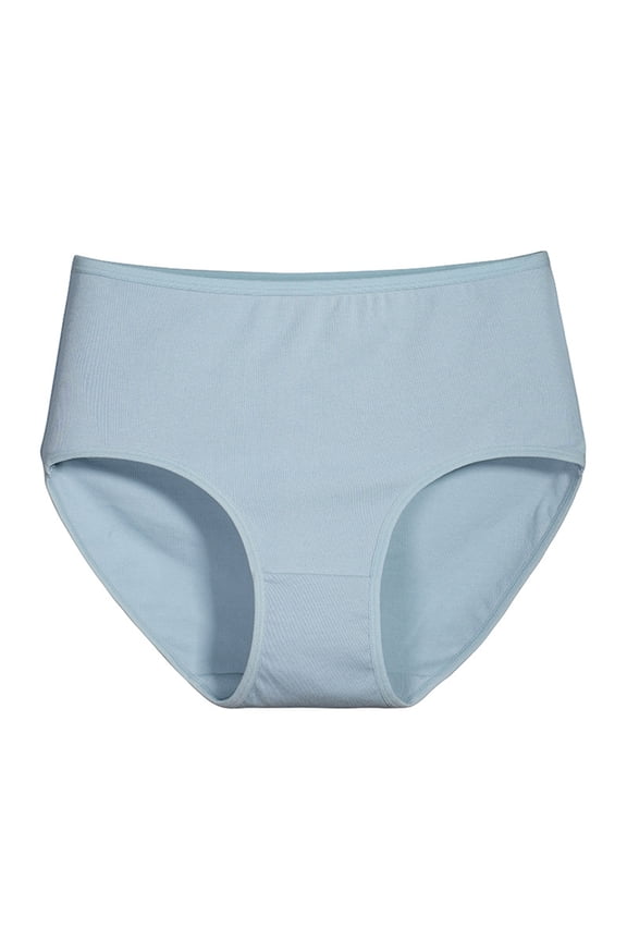 Womens Comfort Cotton Brief High Waisted Stretch Underwear Breathable Solid Color Panties Blue L